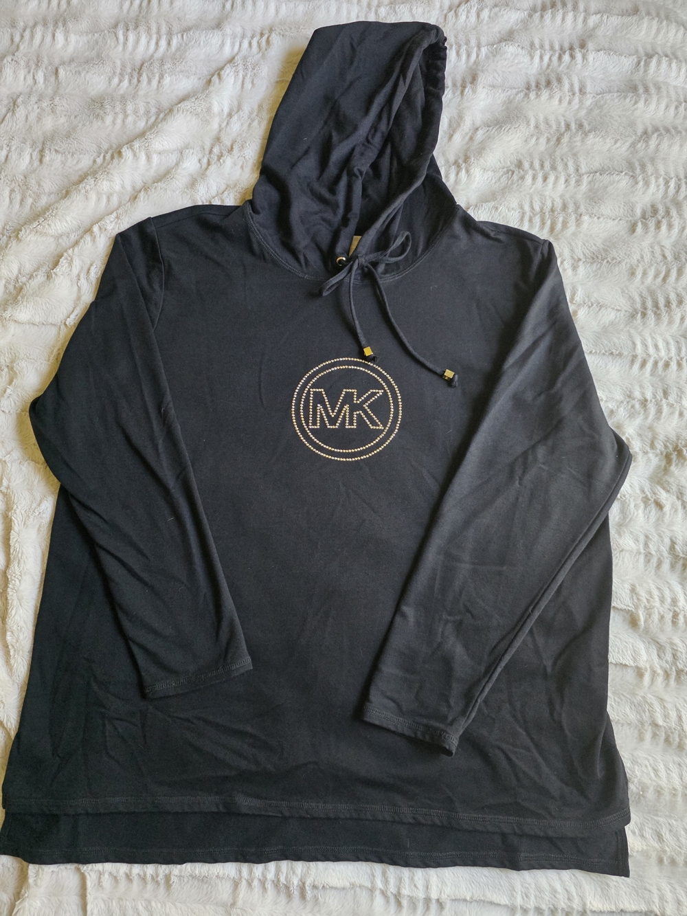 Michael Kors Black Hoodie with Gold Studded MK Emblem